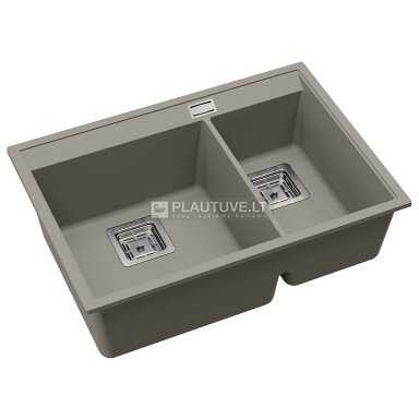 Akmens masės plautuvė HELIKA Delicia SQD150-220W, šilto betono spalvos Akmens masės plautuvė HELIKA Delicia SQD150-220W, šilto betono spalvos