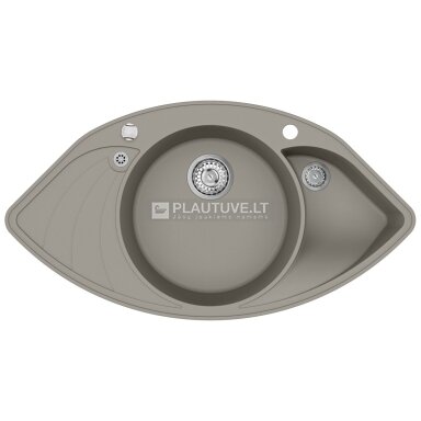 Akmens masės plautuvė HELIKA Papilon SCP151-220AW, šilto betono spalvos Akmens masės plautuvė HELIKA Papilon SCP151-220AW, šilto betono spalvos