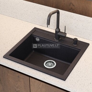 Akmens masės plautuvė HELIKA Quadro SQQ100-601W, juodos spalvos Akmens masės plautuvė HELIKA Quadro SQQ100-601W, juodos spalvos