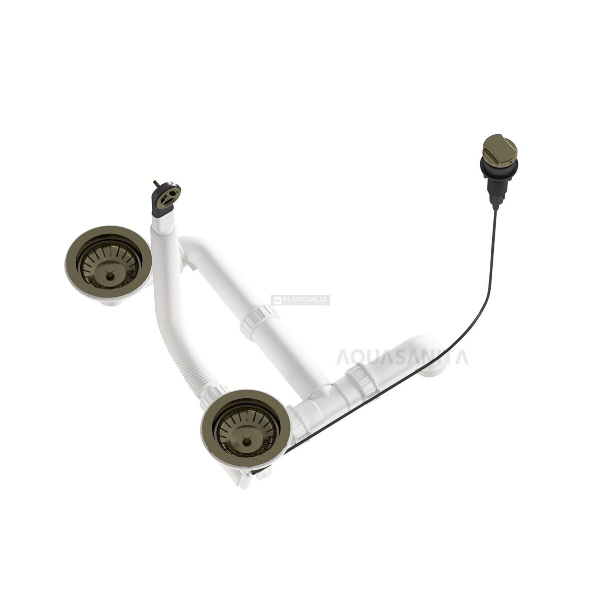 Automatinis pasukamas plautuvės ventilis su rankenėle AQ-003V-PIRITE, sendinto žalvario spalvos