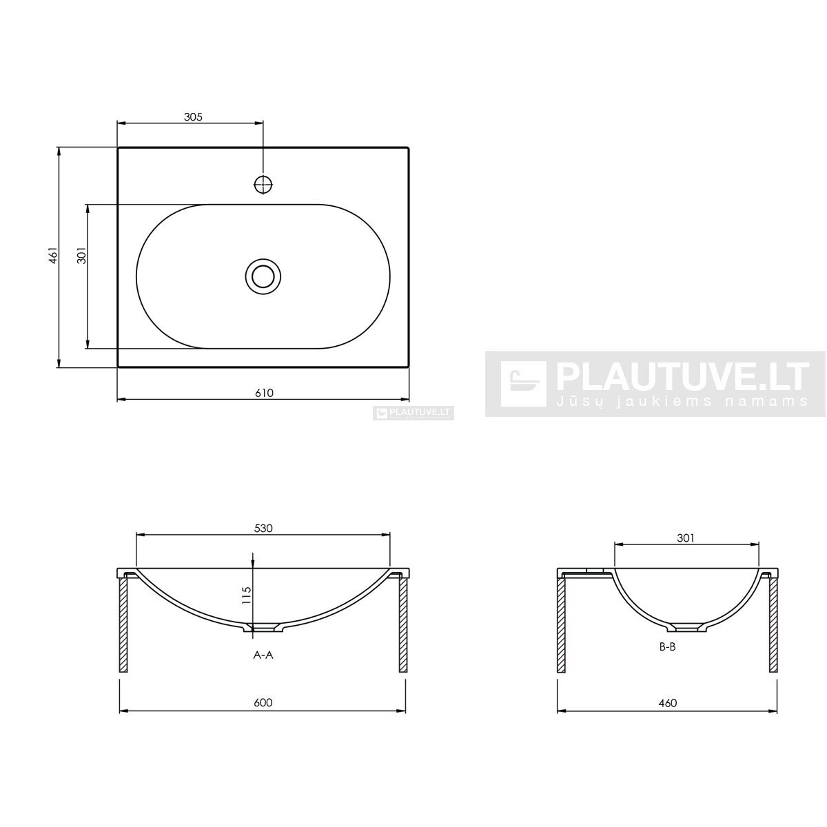 Praustuvas voniai Flow BQF60-700 4 Praustuvas voniai Flow BQF60-700 4