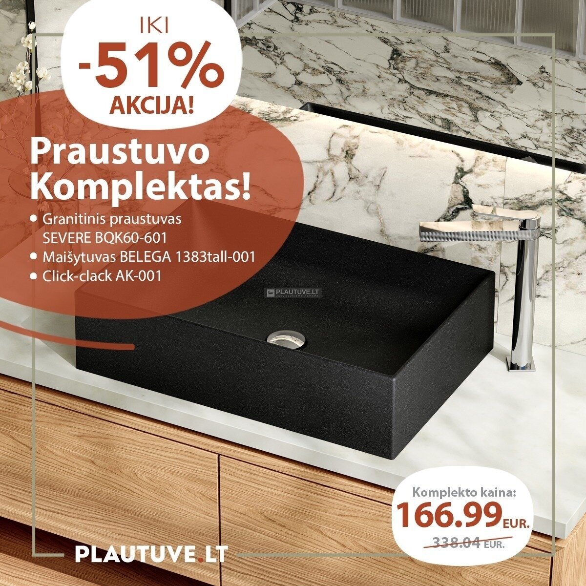 Granito praustuvo komplektas TURTL SEVERE BQK60-601, juodos spalvos 1 Granito praustuvo komplektas TURTL SEVERE BQK60-601, juodos spalvos 1